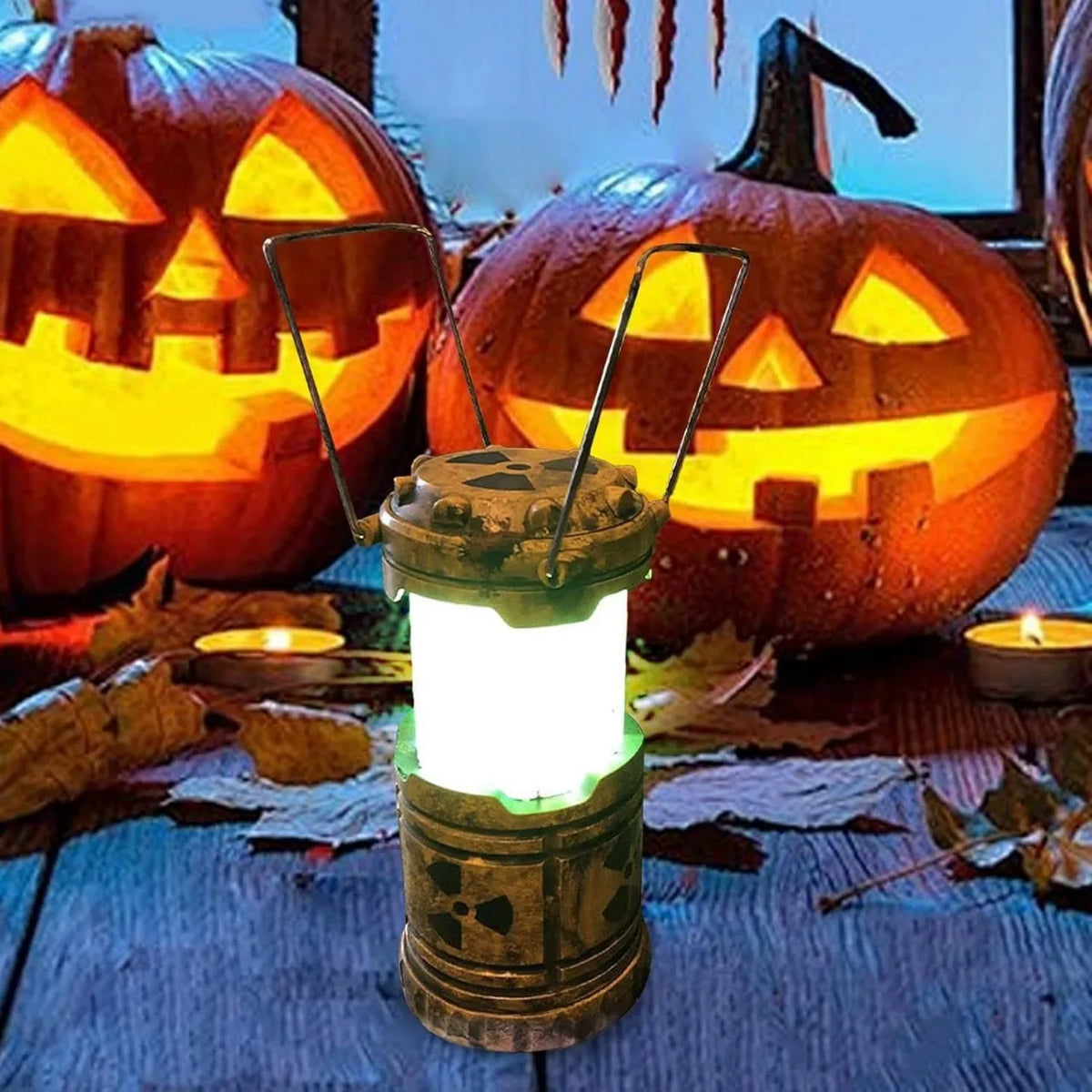 LED Mini Nuclear Reactor Lantern Battery Operated Apocalyptic Night Light for Halloween and Home Decor