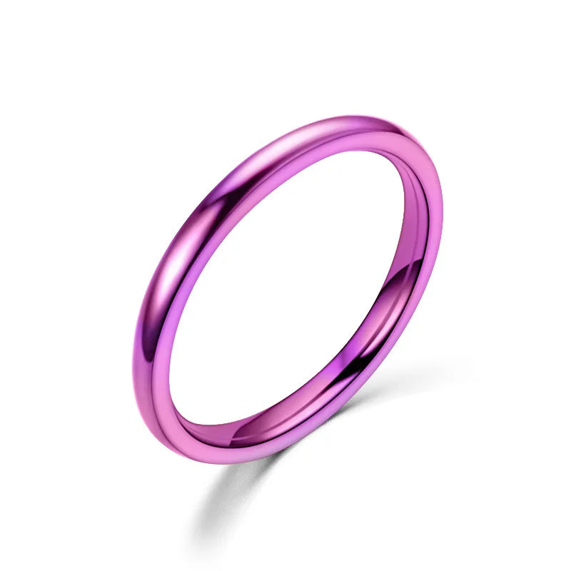 2mm (0.08 in) Rose Gold Stainless Steel Thin Band - Minimal Stackable Women's Wedding Ring Gift