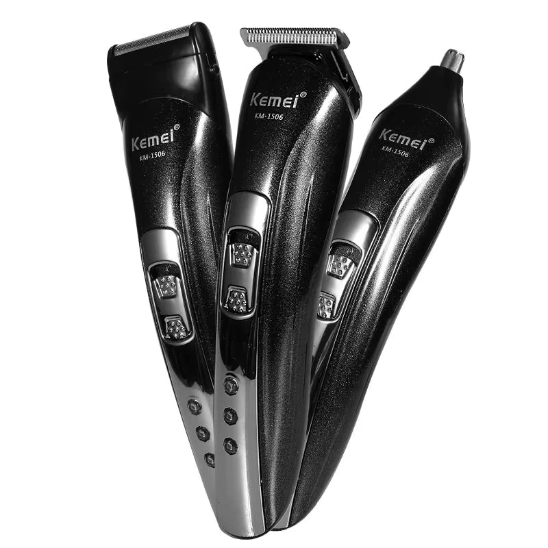3-in-1 Electric Hair Clipper & USB Rechargeable Shaver — Nose Hair Trimmer Grooming Kit