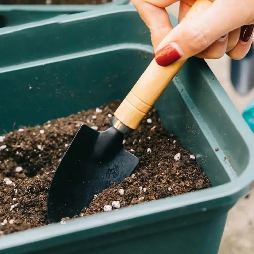 3-Piece Mini Indoor Planting Tool Set - Hand Trowel, Rake & Fork with Wooden Handles, Portable Gardening Tools for Small Plants