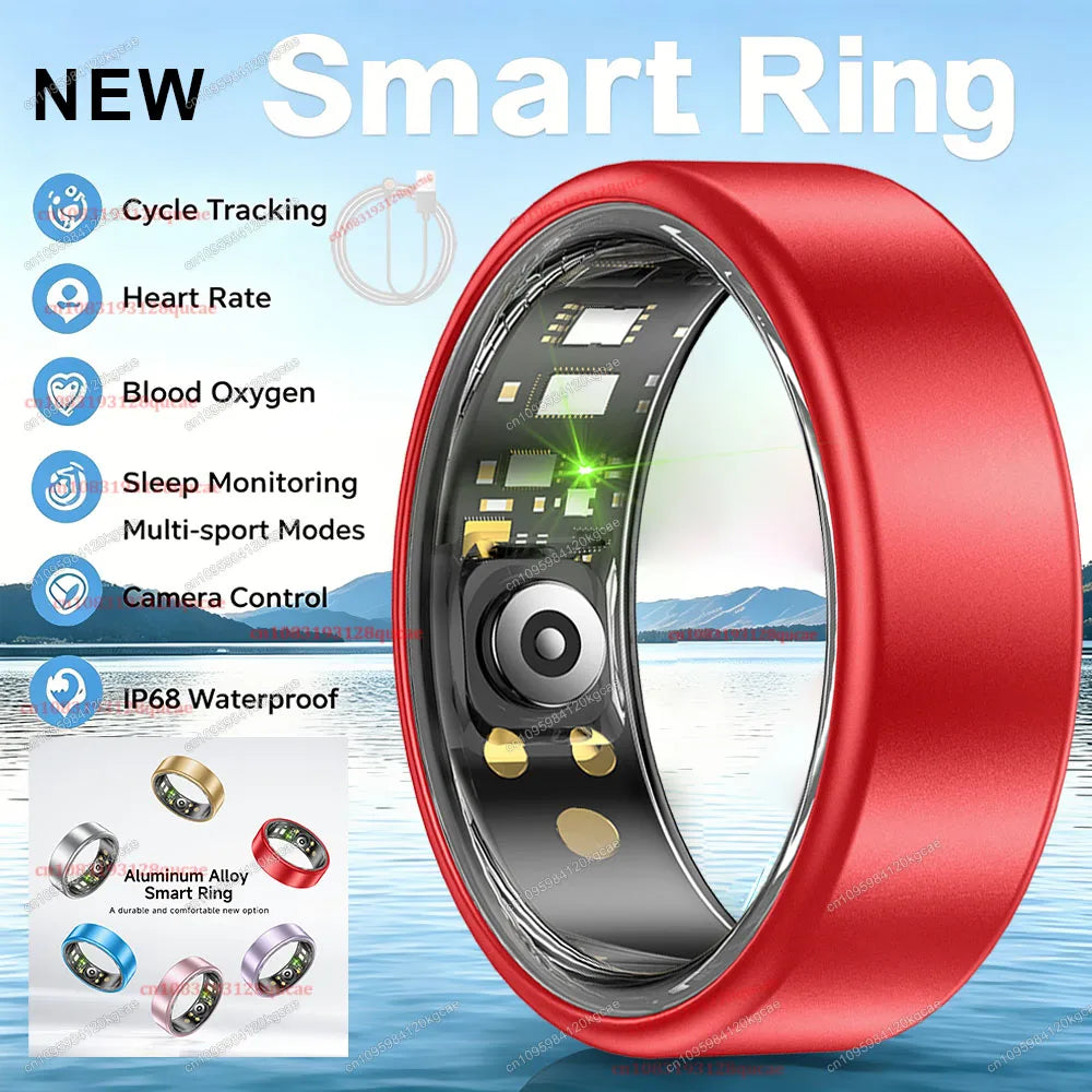 Smart Ring with Charging Case – Unisex Health Tracker, Heart Rate & SpO2 Monitor, Sleep Tracking, IP68 Waterproof, Multi-Sport Modes, Multiple Sizes
