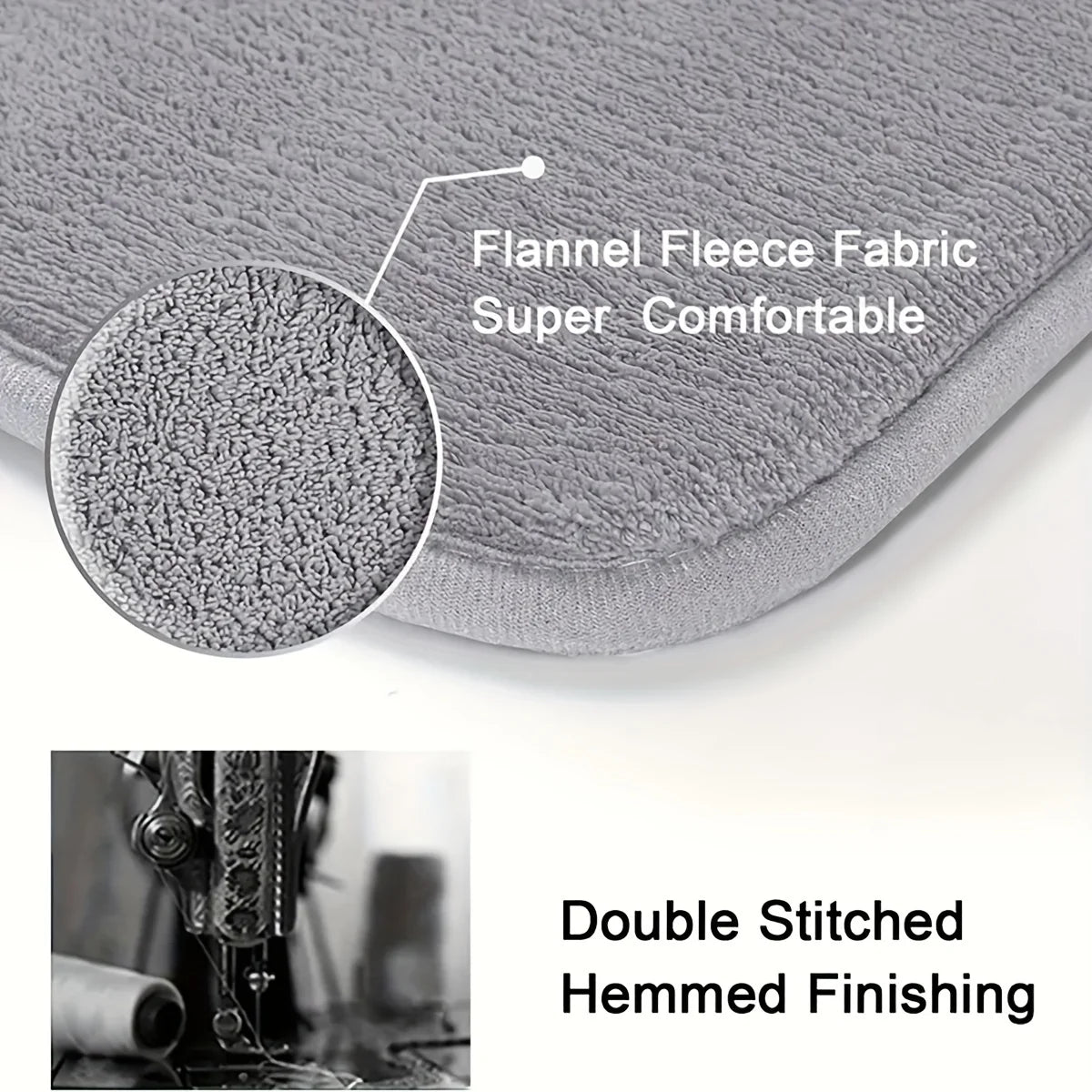 Tufted Geometric Polyester Bath Mat with PVC Non-Slip Backing - Floor Rug for Bathroom, Kitchen, Bedroom, Door