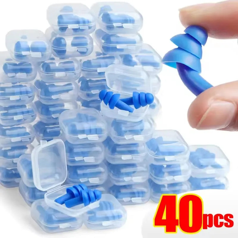 Reusable Silicone Ear Plugs - Noise Cancelling Sleeping & Waterproof Swimming Earplugs with Storage Box