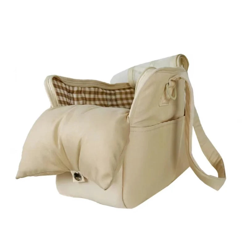 FanzyMarket portable cotton pet sling carrier for small dogs and cats, showing shoulder handbag design in medium size.