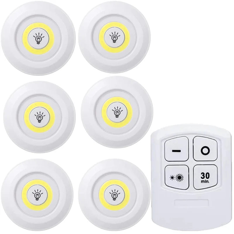 Dimmable Battery-Operated LED Under-Cabinet Light with Remote — Closet, Wardrobe & Bathroom Night Lamp