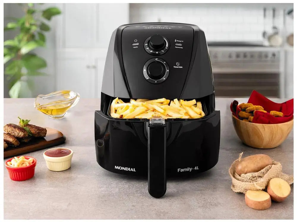 4L (4-Quart) Oil-Free Air Fryer, 1500W 220V, Square Non-Stick Basket, 80-200°C (176-392°F), 60-Min Timer