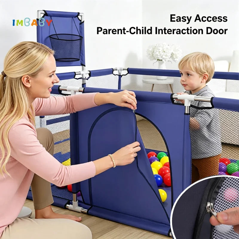 Large Baby Playpen Play Yard with Ball Pit Option & Safety Barrier — 107×235×129 cm (42×93×51 in) Portable Infant Toddler Playpen