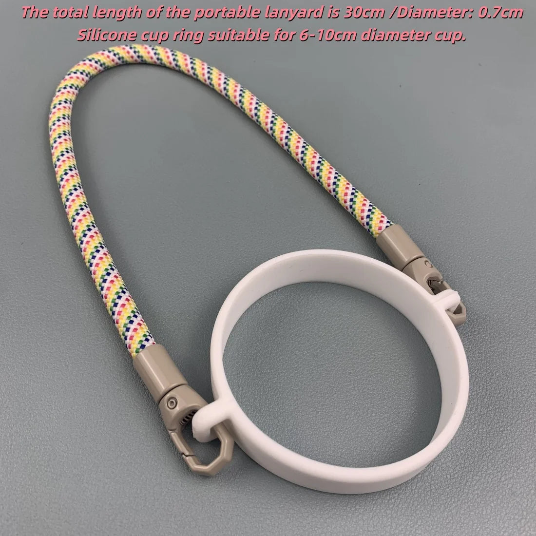 Silicone Cup Handle Strap – Portable Water Bottle Sling Carrier for Insulated Bottles, Camping & Hiking