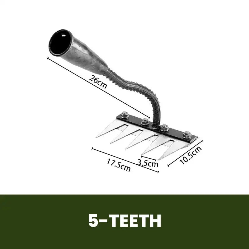 Carbon Steel Garden Hand Rake - 5/6/7/8-Tine Weeding Hoe (1-Pack)