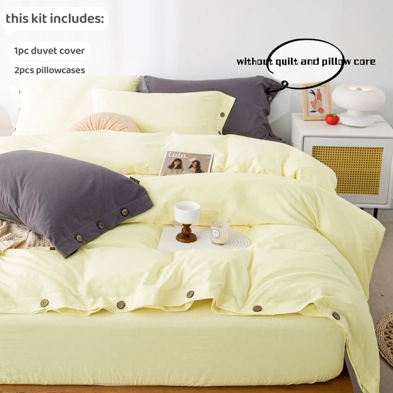 3-Piece 100% Cotton 400TC Twill Duvet Cover Set with 2 Pillowcases – Solid 220×240 cm (86.6×94.5 in)