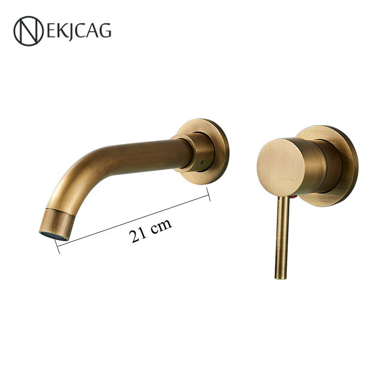 Wall-Mount Single-Handle Basin Faucet – Polished Gold, Matte Black or Chrome Bathroom Sink Mixer (Hot & Cold)