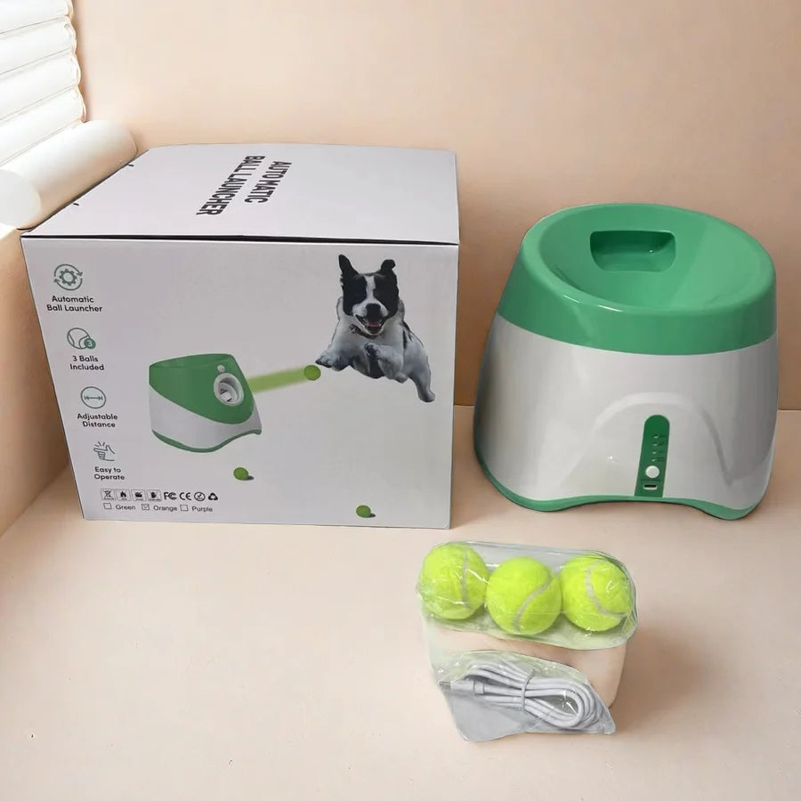 Automatic Dog Ball Launcher – Rechargeable USB Interactive Tennis Thrower, 5.8 cm Balls for Medium & Large Dogs