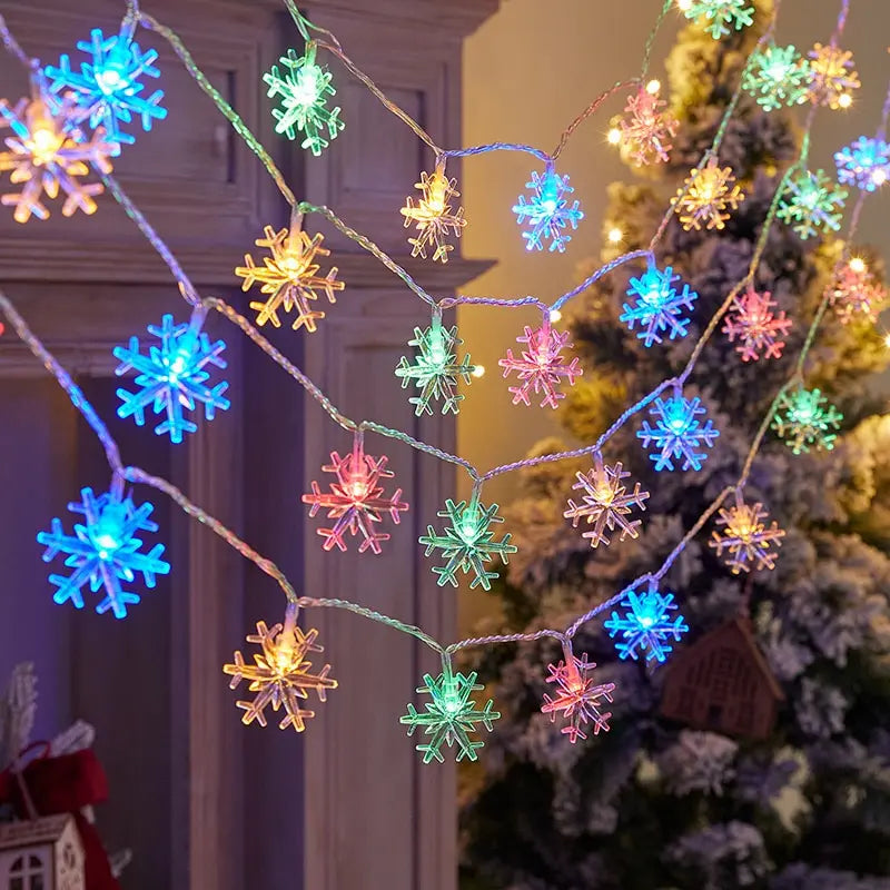 Snowflake USB LED String Lights — Multicolor Fairy Lights for Christmas Tree, Room & Wedding (1.5m/3m/4.5m/6m, 10–40 LEDs)