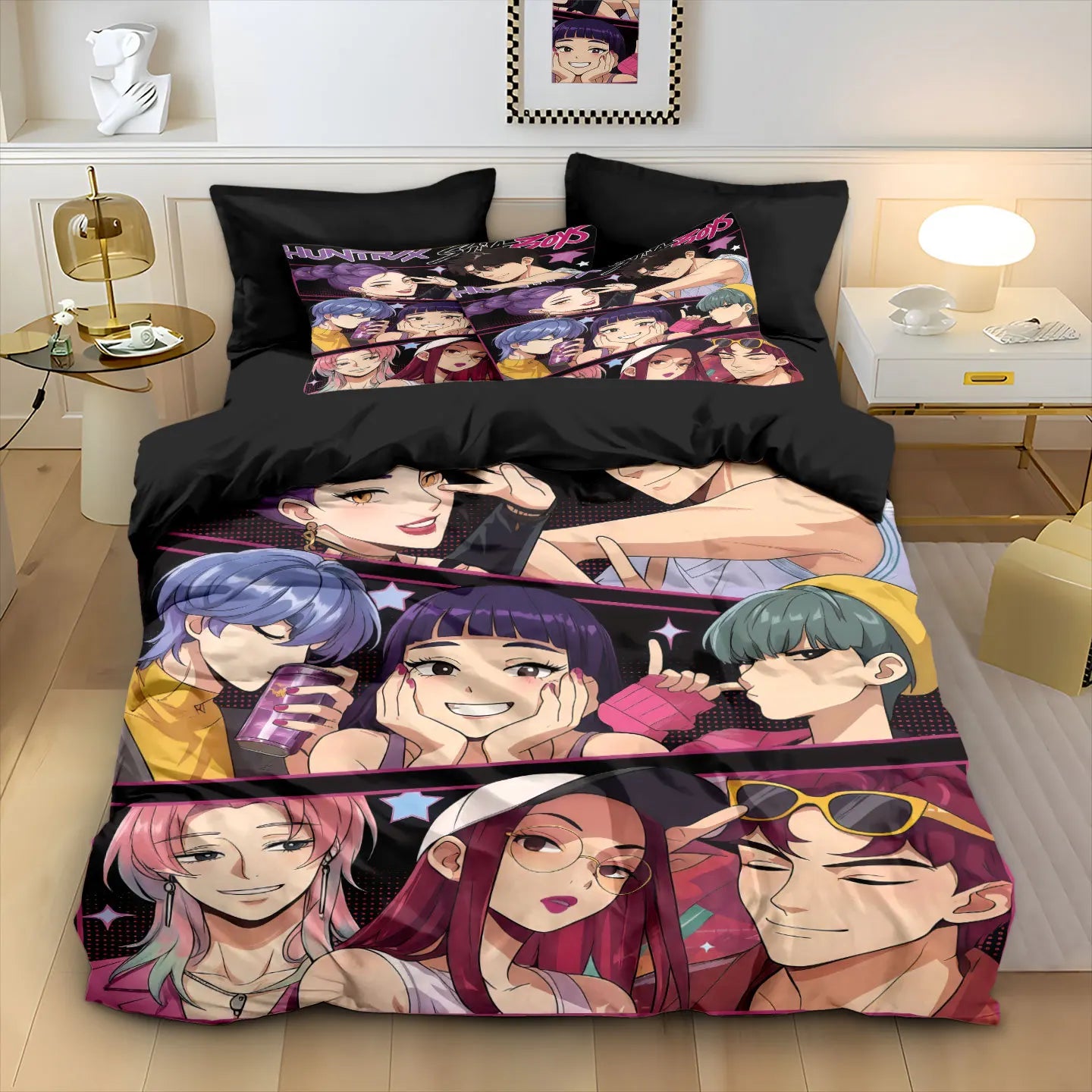 Anime Demon Hunter Zoey Mira Duvet Cover Set 3D Print Bedding for Girls Kids Teens Adults Single Double King