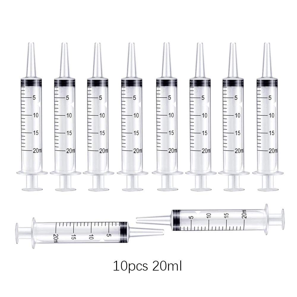 20ml Reusable Plastic Measuring Syringe Pack (5/10/20/30) - Hydroponics Nutrient, Oil Pump & Pet Medicine Feeder