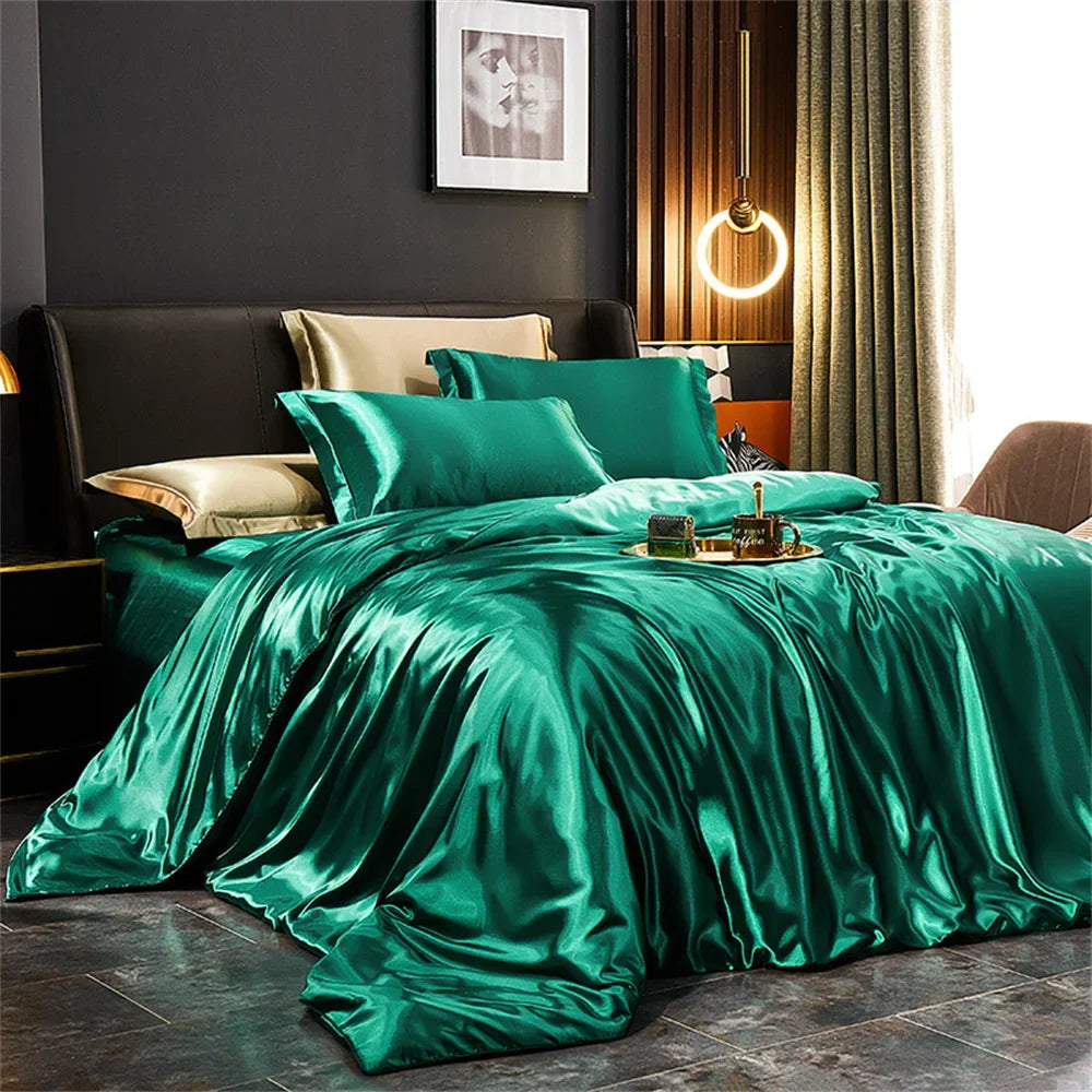 Luxury Silk-Feel Satin Bedding Set - Duvet Cover, Bed Sheet & Pillowcases - Twin/Full/Queen/King (3-5 Pc)