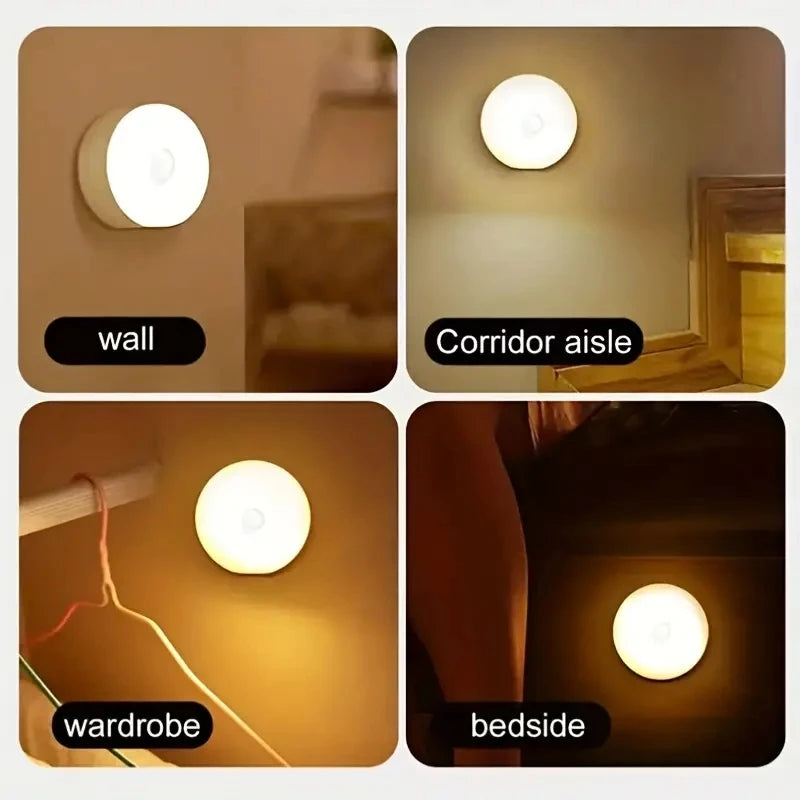 3-Pack Motion Sensor Night Lights - Wireless Rechargeable LED Detector Lamps for Bedroom, Staircase, Closet & Hallway