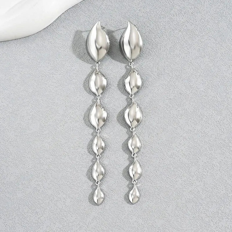 Geometric Long Tassel Drop Earrings for Women Gold & Silver Statement Evening Jewelry