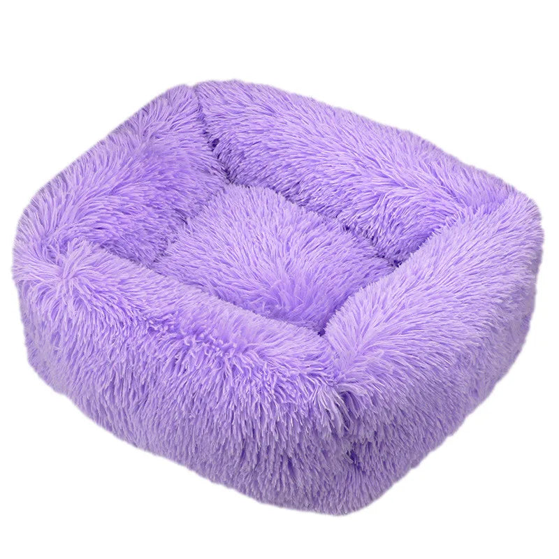 Luxury Plush Square Dog Bed Calming Washable Pet Mat for Small Medium Large Dogs (XS S M L)