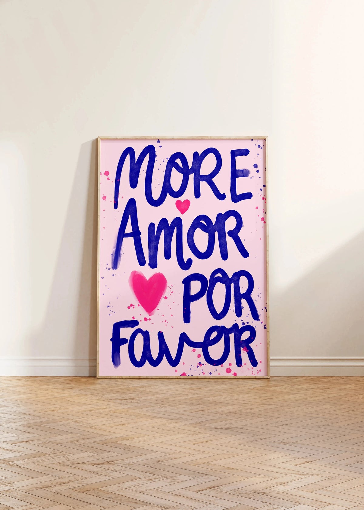 1pc Frameless Love Quote Canvas Wall Art - Pink & Blue Abstract Modern Home Decor