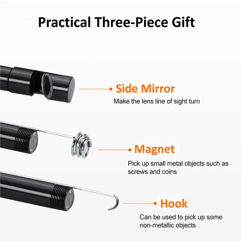 7mm (0.28 in) USB Type-C Endoscope Camera — IP67 Waterproof 6-LED Adjustable Inspection Borescope for Android Phone & PC