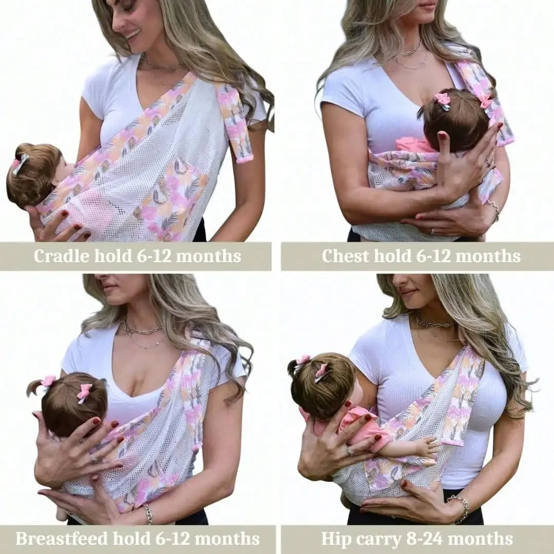 Adjustable Baby Sling Carrier 28–40 lb (13–18 kg) — Breathable Mesh Side Carrier with Safety Buckle & One-Hand Support