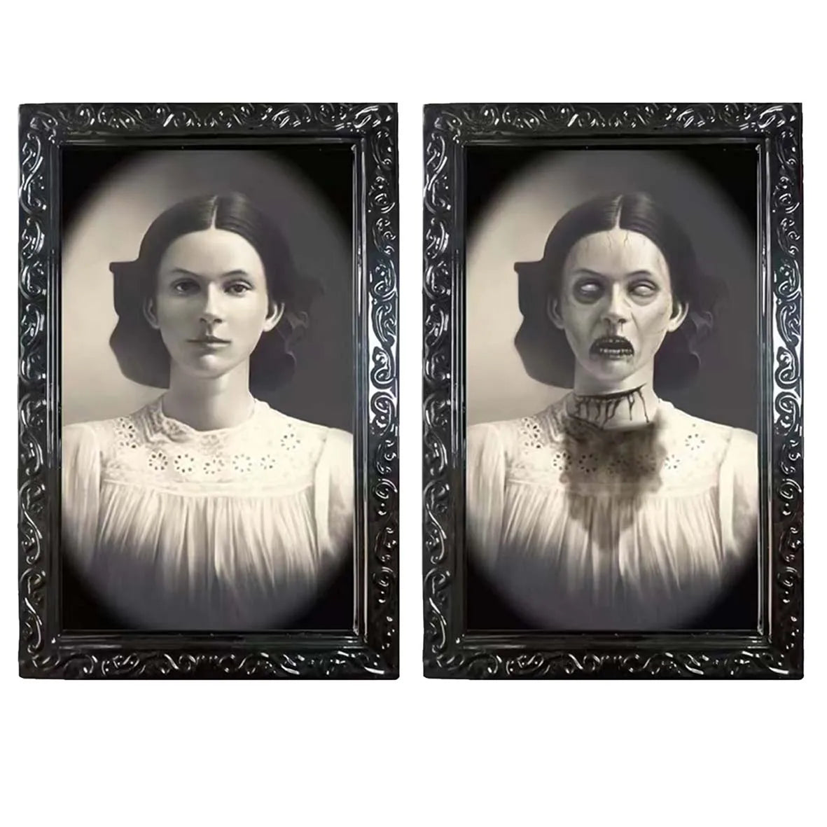 Animated 3D Changing Face Picture Frame - Halloween Scary Wall Portrait Prop for Home & Party