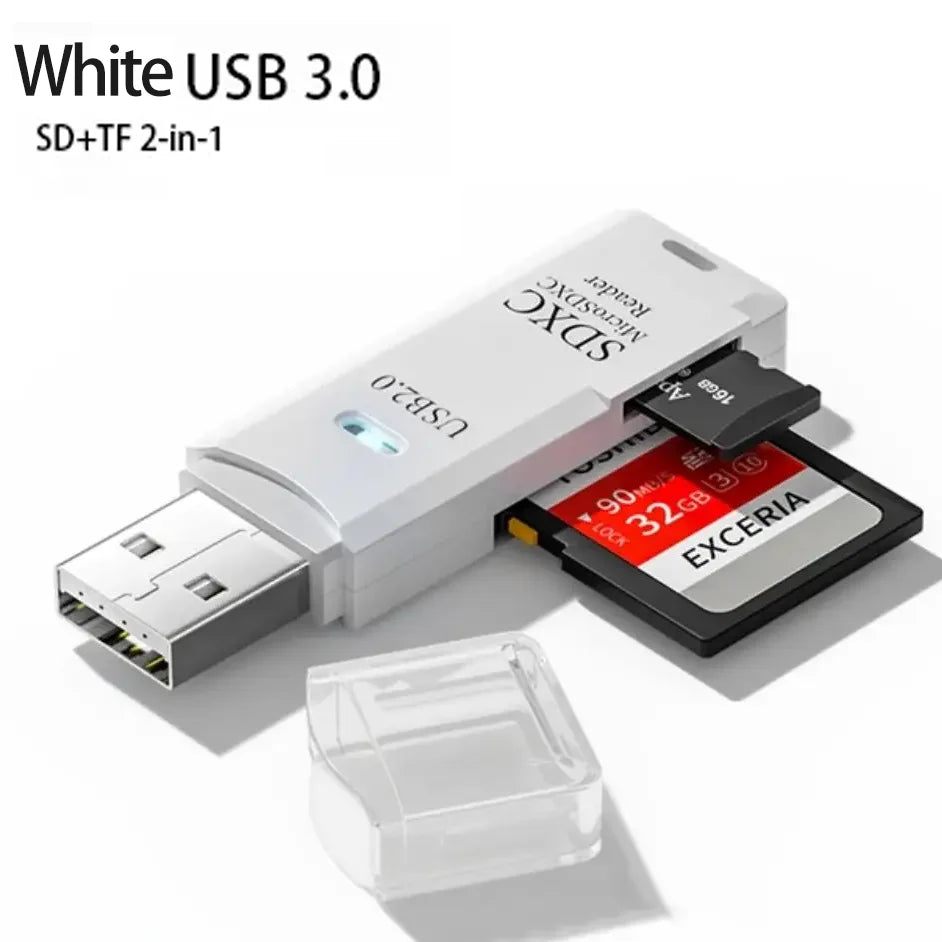 Multi-Functional 2-in-1 High-Speed USB 3.0/2.0 SD & TF Card Reader for PC, Laptop, Tablet, Camera, Car