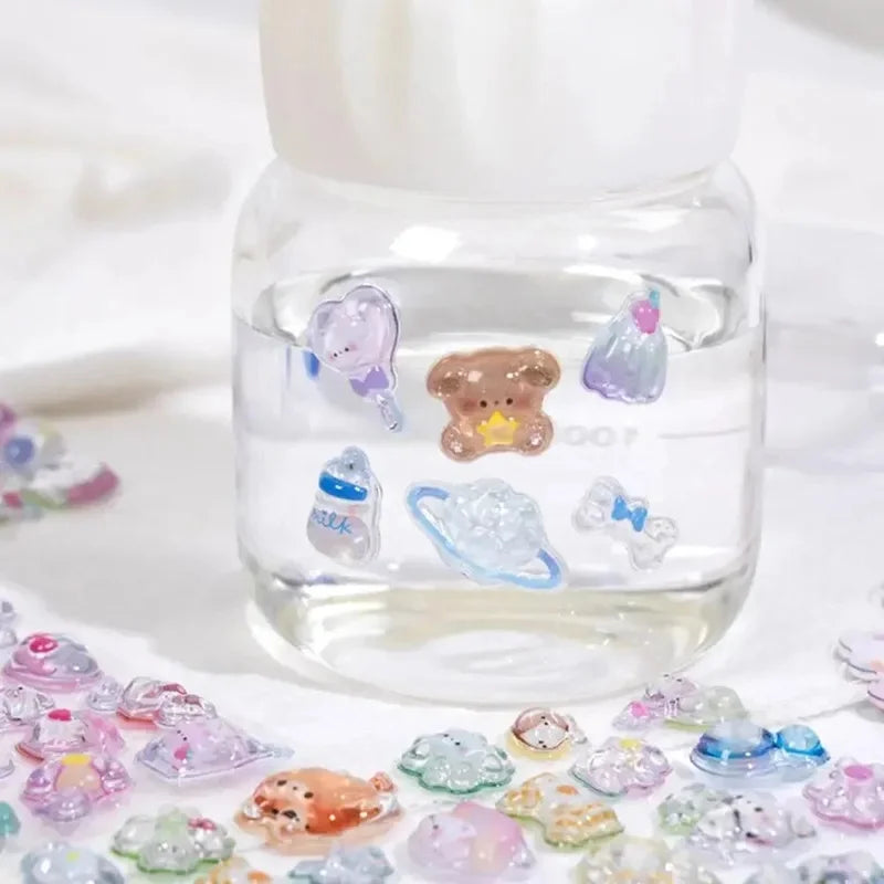 3D Jelly Cartoon Animal Stickers Candy Ghost & Rabbit Aesthetic for Phone Case, Diary & Stationery
