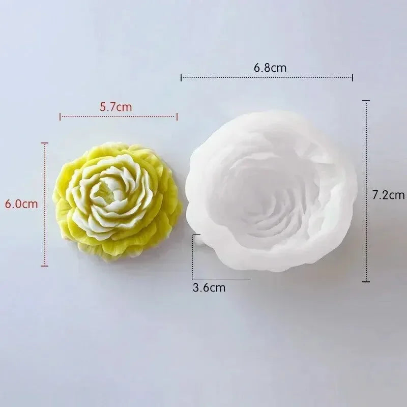 1-Piece Peony Silicone Mold – DIY Candle, Soap, Resin, Plaster & Chocolate Cake Baking Mold