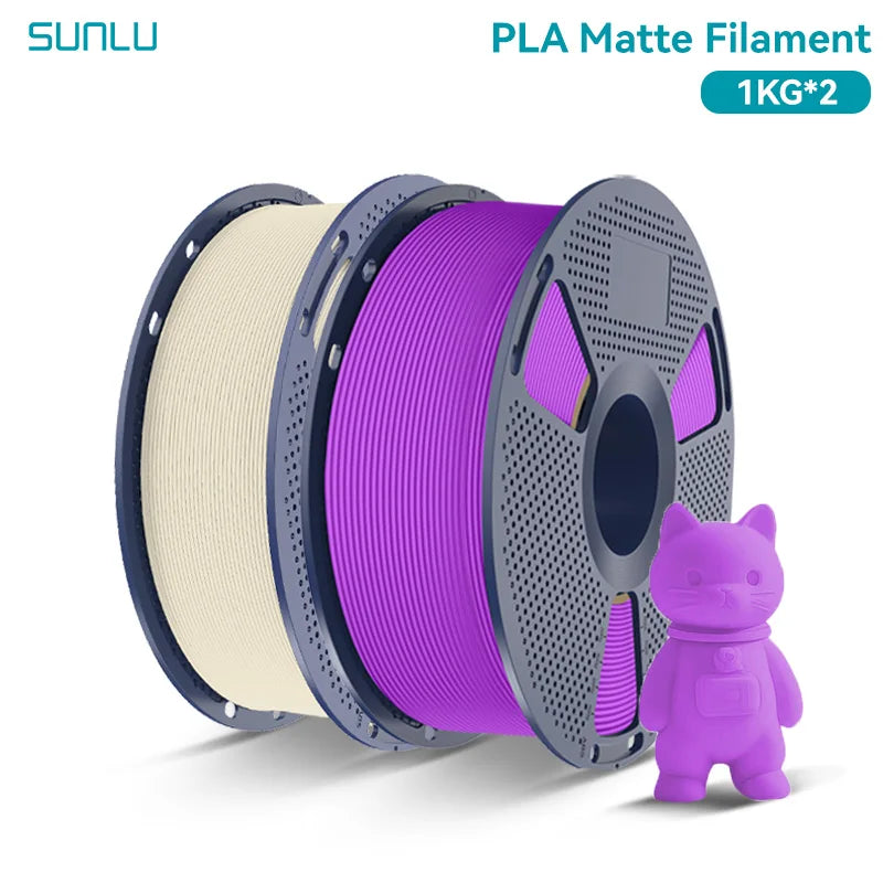 PLA Matte Filament 1.75mm 1kg Spool (2.2 lb) 2-Pack, Matte Finish Neatly Wound for FDM 3D Printers