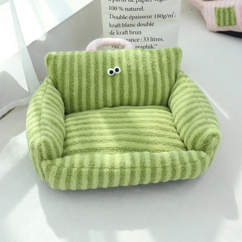 Winter Warm Pet Sofa Bed — Plush Kennel Cushion for Small Dogs & Cats