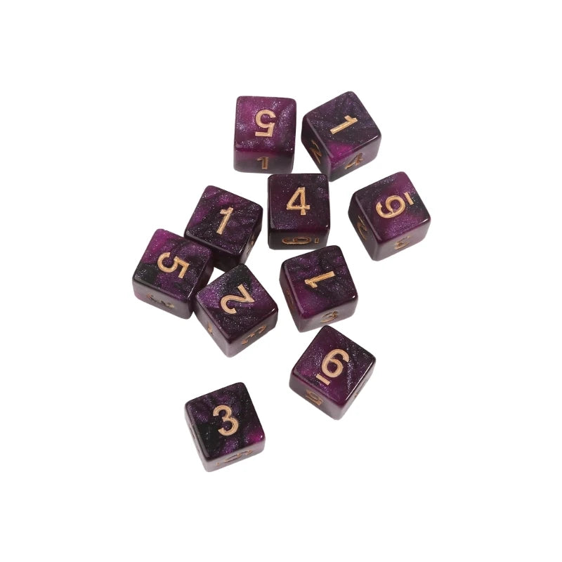 10-Pack 15mm (0.59 in) Multicolor Acrylic 6-Sided Cube Dice Set for Tabletop Games & Parties
