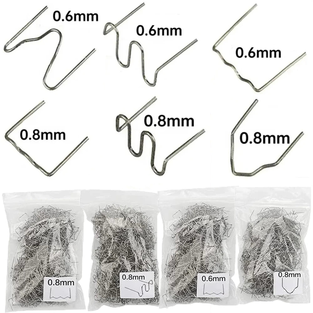 Auto Plastic Repair Staple Kit 100–600 pcs | 6 Types 0.6/0.8 mm Tungsten Steel Hot Stapler Nails for Car Bumper & Plastic Welding