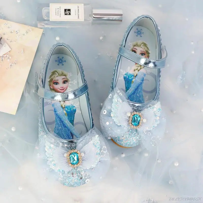 Girls Princess Crystal Flower Soft-Bottom Baby Shoes - PU Leather Flat Toddler Shoes