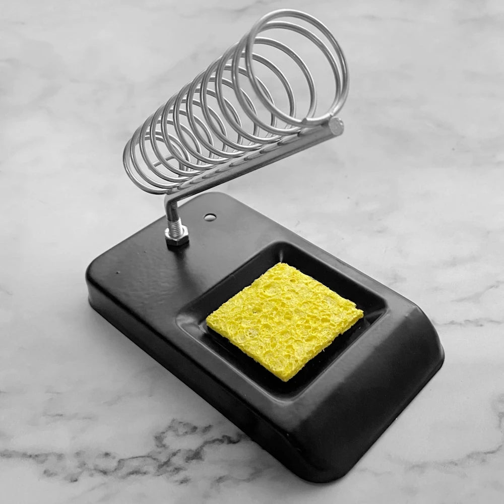 Portable Metal Soldering Iron Stand with Cleaning Sponge – Stable Holder & Tin Rest for Electronics Repair