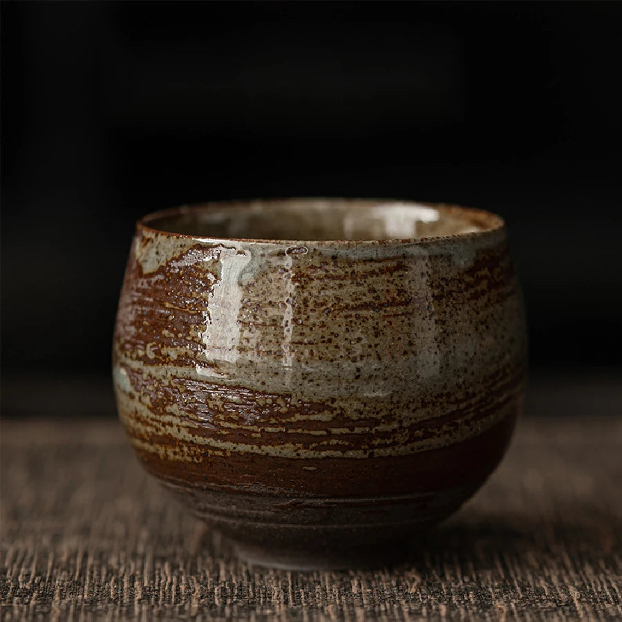 Japanese-Style Handmade Rough Pottery Tea Cup Ceramic Kung Fu Single Cup Antique Style Gift