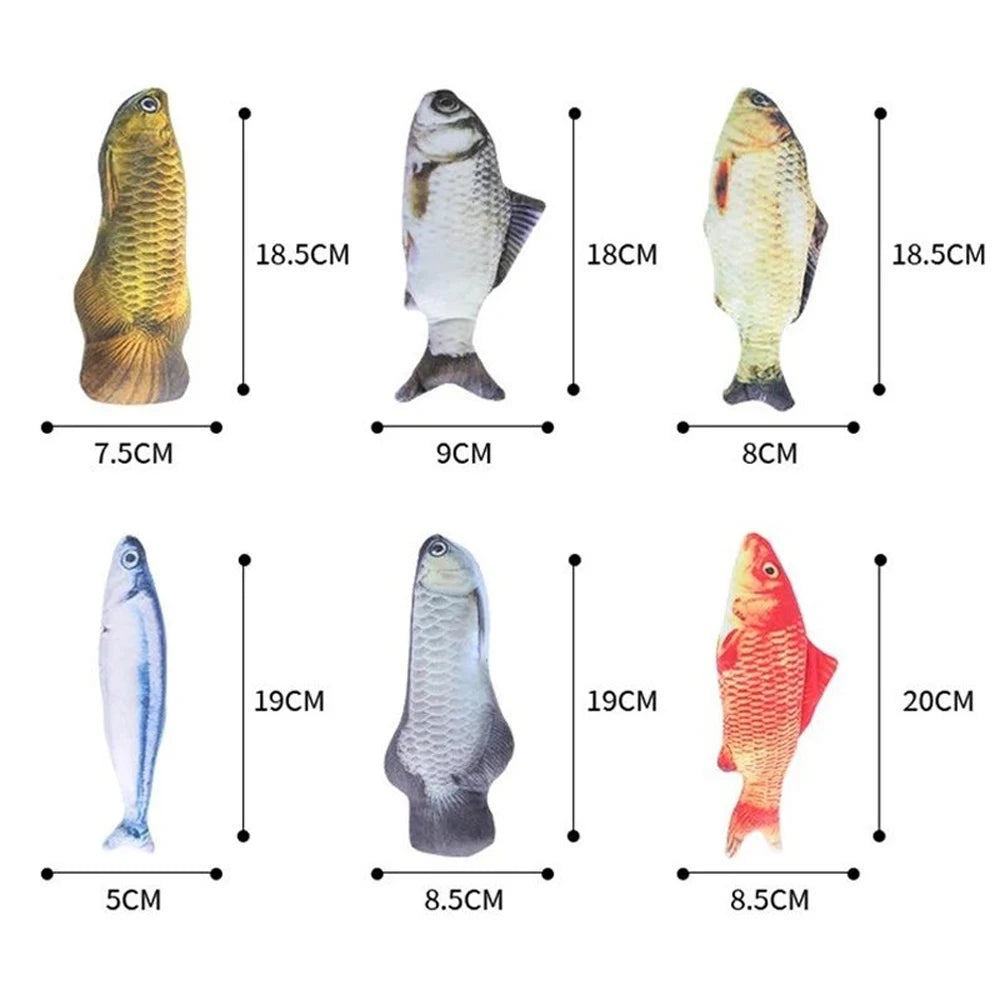 3D Fish-Shaped Plush Cat Toy, Interactive Chew & Teaser, 20 cm (7.9 in)