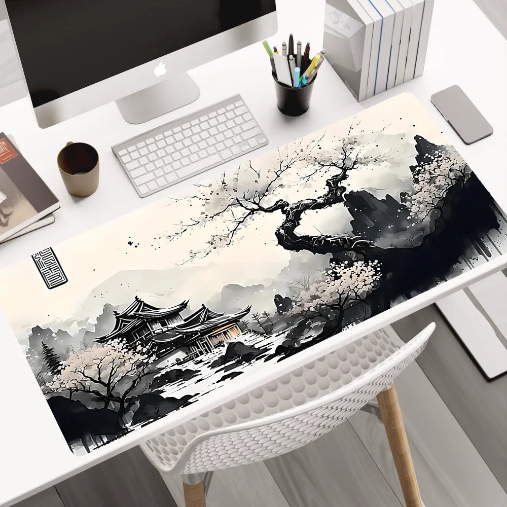 Sakura Cherry Blossom XXL Extended Gaming Desk Mat – 39.4 x 19.7 x 0.12 in (1000 x 500 x 3 mm) Keyboard & Mouse Pad, Non-Slip Stitched Edge