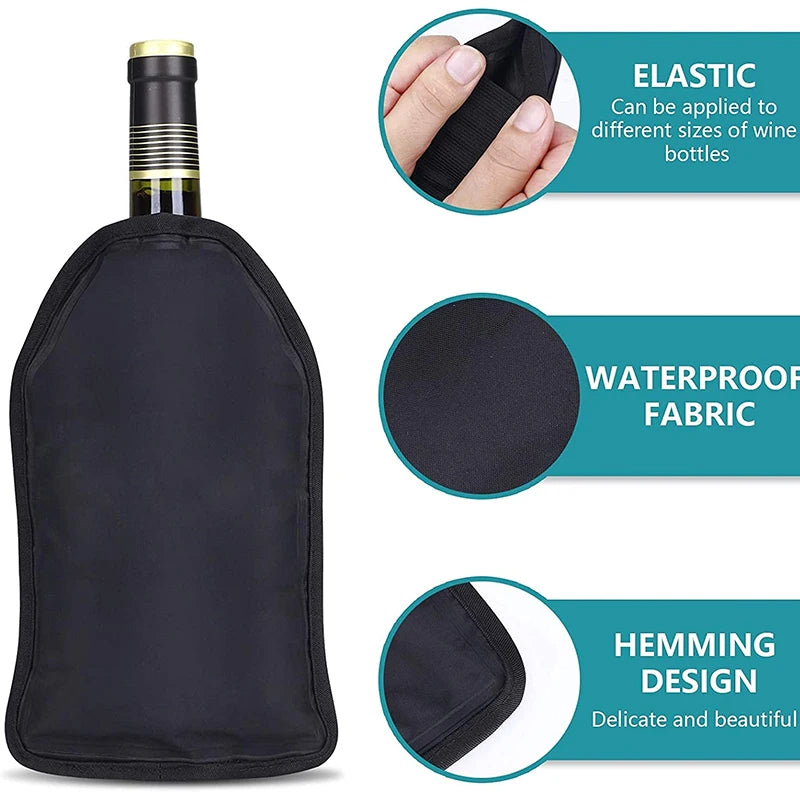 Gel Wine Cooler Sleeve Insulated Bottle Chiller for Wine, Champagne & Beer, Portable Picnic and Bar Ice Pack Sleeve