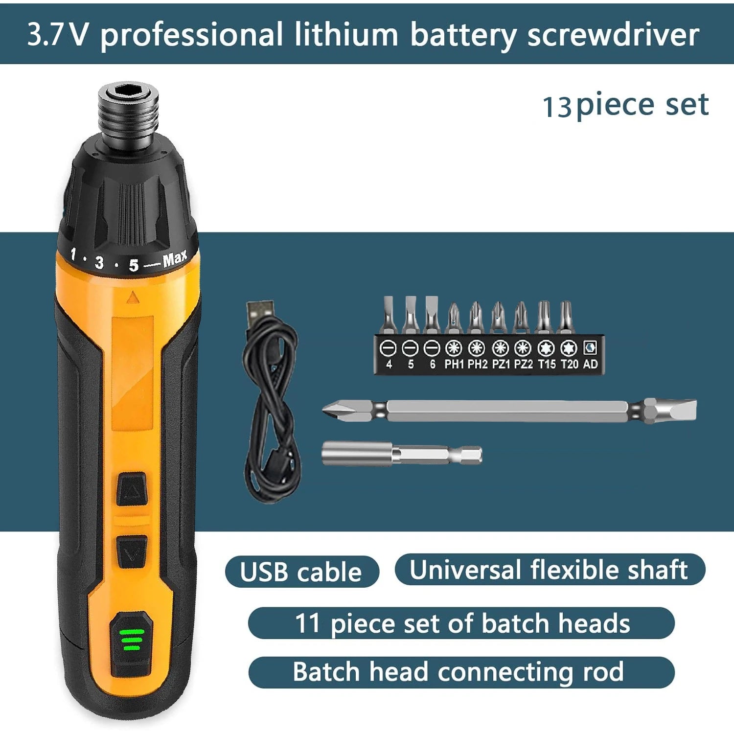 Rechargeable Cordless Electric Screwdriver 2000mAh 3.7V – 6-Speed Portable Torque Screwdriver Set for Home DIY