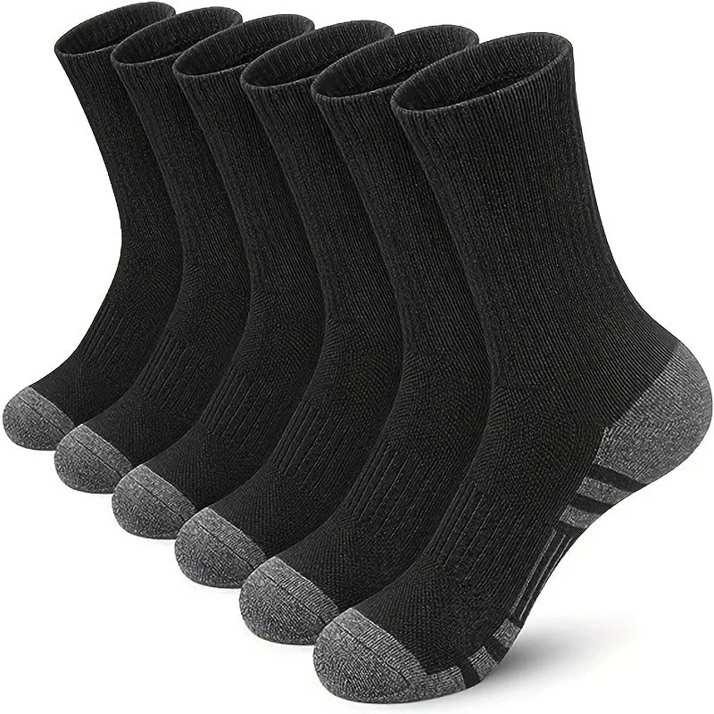 Men's Breathable Sports Crew Socks, 3/5/10 Pairs, Polyester-Cotton Anti-Odor Sweat-Absorbent