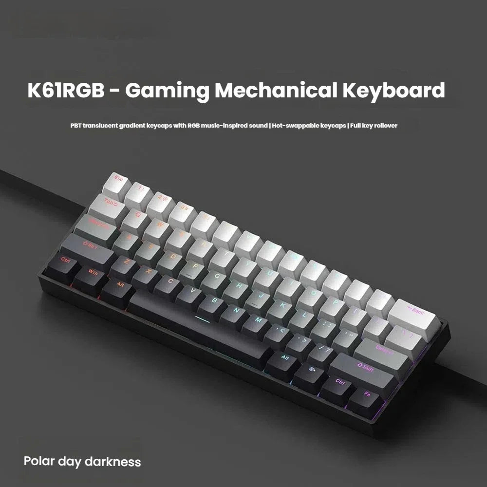 Mini USB Wired Hot-Swappable Mechanical Gaming Keyboard with Detachable Cable