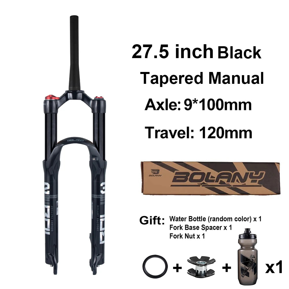 Mountain Bike Air Suspension Fork 26/27.5/29 Inch 100mm Travel (120mm Exposed) Air & Oil Damping Remote Lockout 9mm Axle 32mm Stanchions Disc Brake