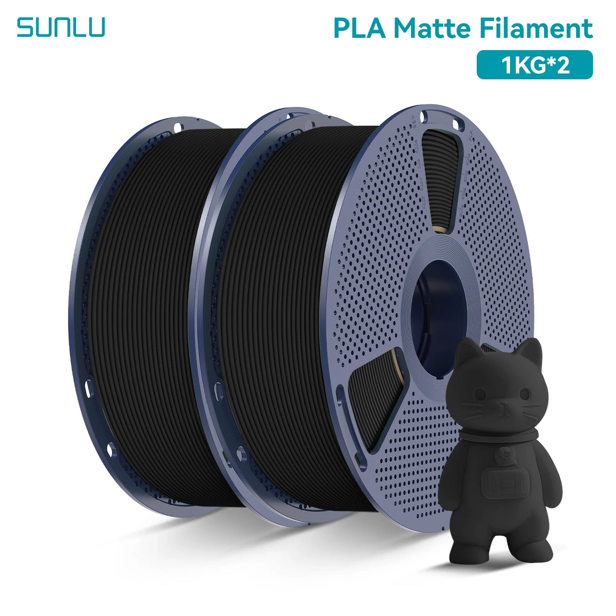 PLA Matte Filament 1.75mm 1kg Spool (2.2 lb) 2-Pack, Matte Finish Neatly Wound for FDM 3D Printers