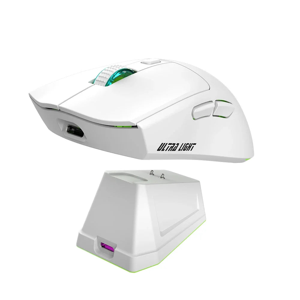 Wireless Bluetooth Dual-Mode Gaming Mouse with Touchscreen and Magnetic Charging Dock, Ultra-Light Macro Controls