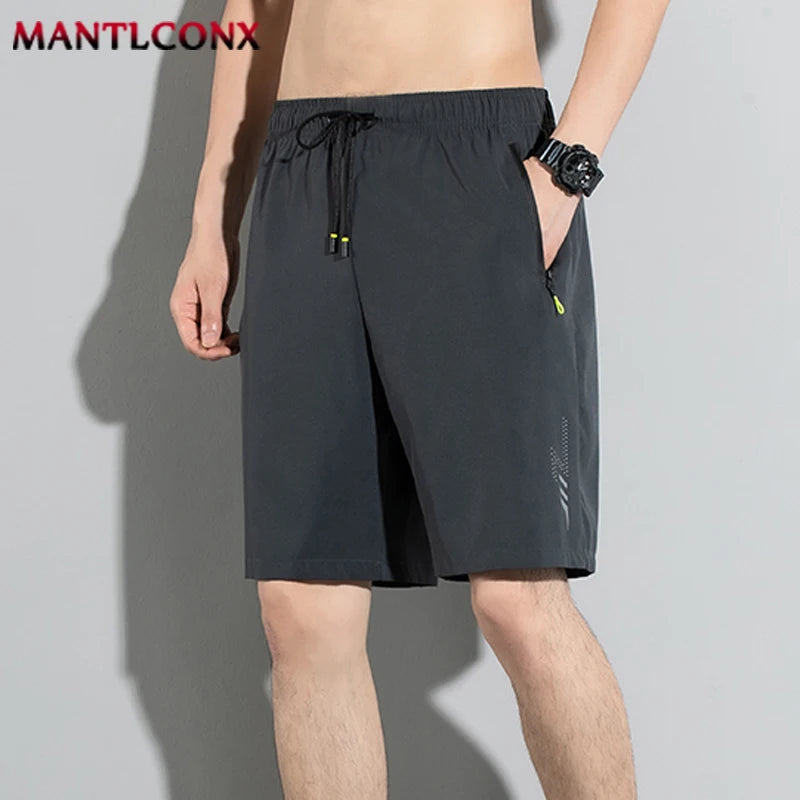 Men's Quick-Dry Athletic Shorts - Breathable Running and Gym Board Shorts with Zipper Pockets