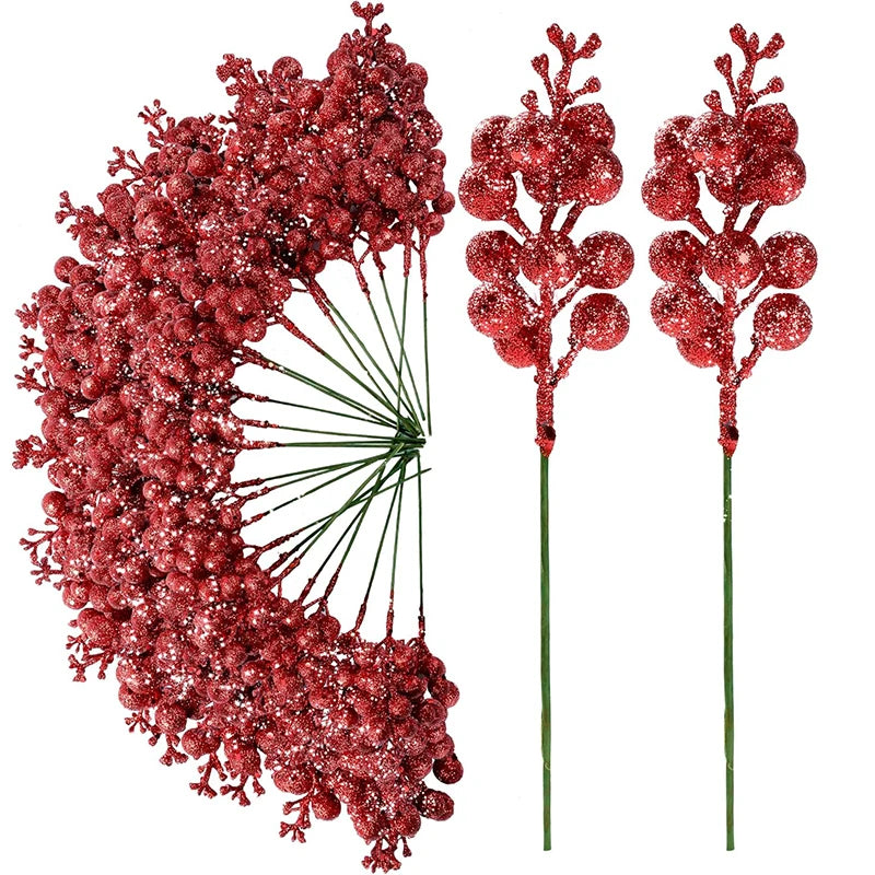 10/20-Pack Glitter Artificial Berries Christmas Ornaments for Tree & Holiday Home Decor