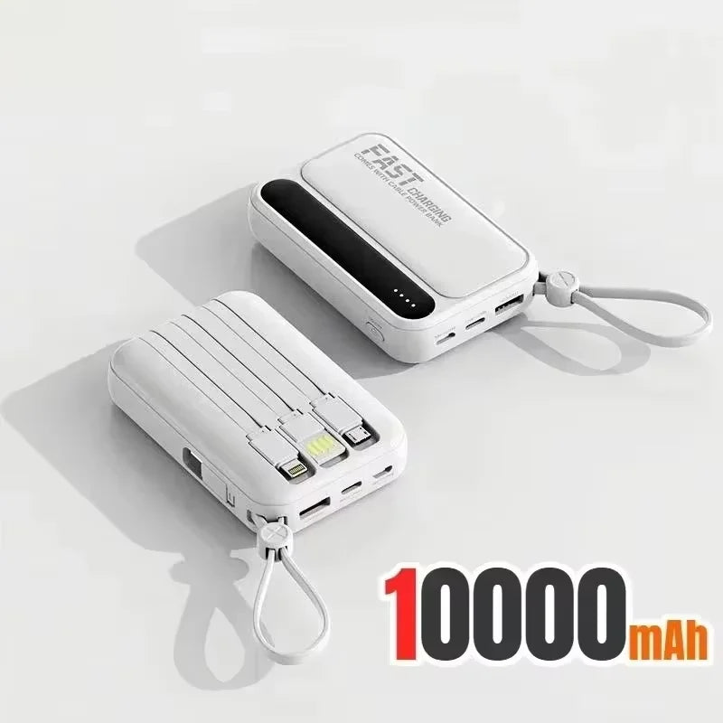 Fast Charging 50000mAh Power Bank with 4 Built-in Type-C Cables - 120W Portable Charger for iOS and Android Devices