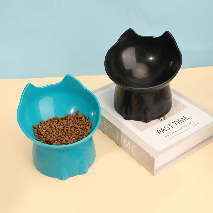 Elevated Cat Bowl 1-Pack – Anti-Tip Raised Pet Feeder with Tilted Edge for Neck Protection